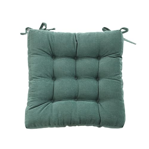 ふわふわ 座布団 クッション 厚手 無地 椅子 座布団 お尻に優しい 角型 正方形 座る ベッド クッション 読書 かわいい 座禅 ダイニング いす チェア クッション 体圧分散 紐付き (グリーン,50x50cm)
