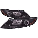 PERDE Headlight Set Halogen Black Housing W/Performance Lens Compatible with 2012-2013 Kia Optima