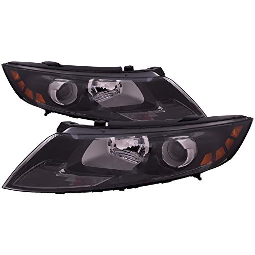 PERDE Headlight Set Halogen Black Housing W/Performance Lens Compatible with 2012-2013 Kia Optima