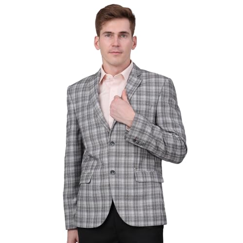 Image of Cantabil Checkered Full Sleeves Notch Lapel Formal Blazer for Men | Formal Blazer for Men | Men Blazer for Formal (P MBZF00166)