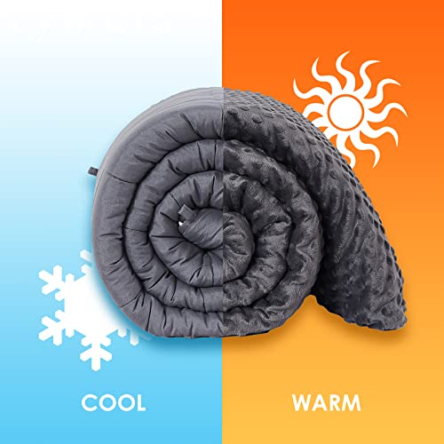 Cymula Weighted Blanket With Removable Cover For Adults 15 Lbs 60"X 80" Queen Size, Cooling Grey Weighted Blankets With Premium Glass Beads, Toddler Weighted Blanket With Duvet Cover #TOP1