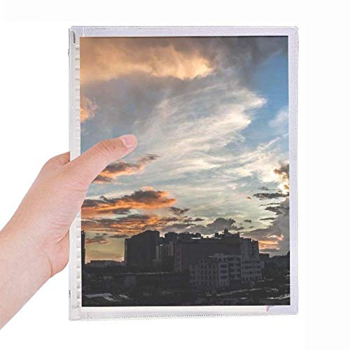 Carnet à spirales rechargeable orange ciel motif City Dusk Clouds