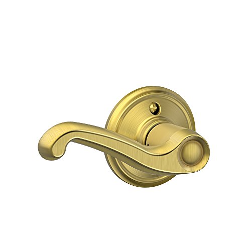 SCHLAGE Left Handed Lever Non-Turning Lock, Satin Brass (F170 FLA 608 LH)