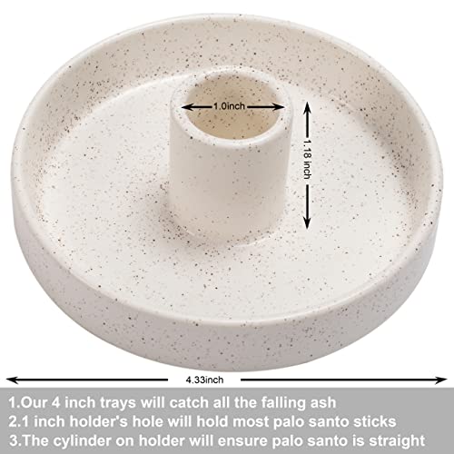 Palo Santo Holder, Ceramic Incense Holder For Palo Santo Sticks, Scent Wood Stand And Ash Catcher, Simple, Sturdy And Well Made Incense Burner, Cozy Speckled White #TOP1