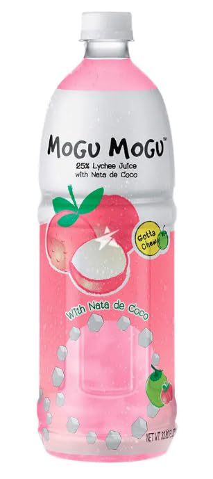 Mogu Mogu Fruit Juice Drinks with Nata De Coco 1L Bottle HALAL - Lychee Flavour Drink