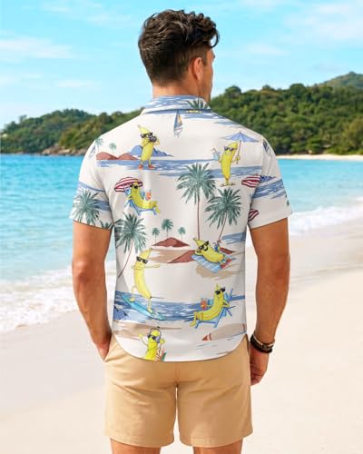 Image of 99TIMORO Fathers Funny Mens Hawaiian Shirt, Movie Button Down Short Sleeve Top, Father Day Summer Gifts