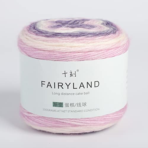 Shike Fairyland Gradient Color Cotton Cake Yarn,Medium-Fine Multicolor Rainbow Yarn For Knitting Or Crocheting,100G 60% Cotton 30% Acrylic 10% Wool,Self Striping Ombre Air Yarn (60, 1 Ball) #TOP1