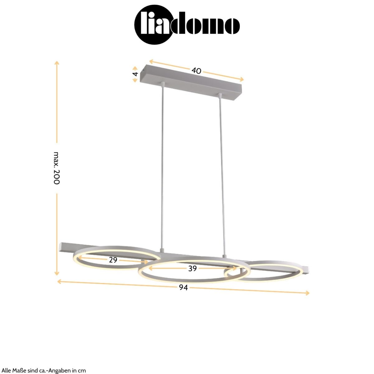 Pendelleuchte Sintra, 3-flammig Esszimmer, LED, modern, Weiß | Dimmbar, höhenverstellbar, Wohnzimmer, Küche, Design-Hängelampe, 94 cm Länge, Hängelampe aus Metall, warmweiße Lichtfarbe