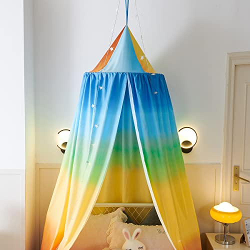 Mengersi Bed Canopy For Girls,Rainbow Canopy For Girls Room Bedding Kids Room Castle Play Tent Hanging House Decor Reading Nook Canopies #TOP2