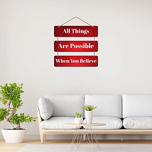 Image of Artvibes All Things Are Possible When You Believe Printed Wooden Wall Hanging | Quotes Decor Item | Motivational Wall Decor | Wall Poster | Gift Items | Office Wall Decoration Items (WH 5309N)