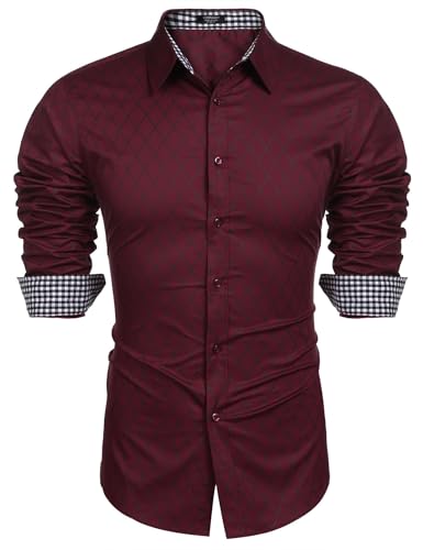 COOFANDY Men's Long Sleeve Pattern Dress Shirt