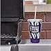 Rico Industries NFL Football New York Giants Zebra Stripes 16oz Personalized Team Colored Glitter Travel Tumbler - Reusable Straw Included