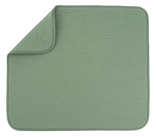 S&T INC. Dish Drying Mat, 16” x 18”, Absorbent Microfiber Kitchen Counter Mat, Dish Drying Pad for Dishes, Utensils, Pots and Pans, Large, Sage Green by S&T INC. - Used condition - US$11.09