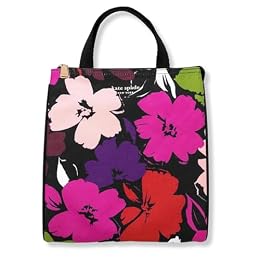 kate spade new york Portable Soft Cooler Lunch Bag, Thermal Tote with Insulated Interior Lining and Storage Pocket, Lunch Tote for Women, Painterly Blooms
