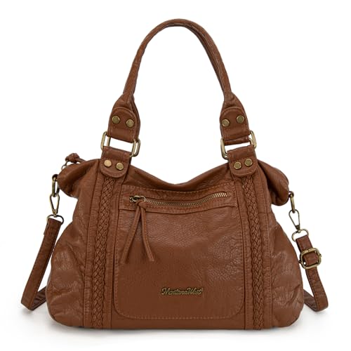 Image of Y2K Purses Hobo Bags for Women Roomy Washed Leather Handbags with Crossbody Strap