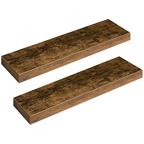 Hoobro Floating Shelves, Wall Shelf Set Of 2, 31.5 Inch Hanging Shelf With Invisible Brackets, For Bathroom, Bedroom, Toilet, Kitchen, Office, Living Room Decor, Rustic Brown Bf80Bjp201 #TOP20