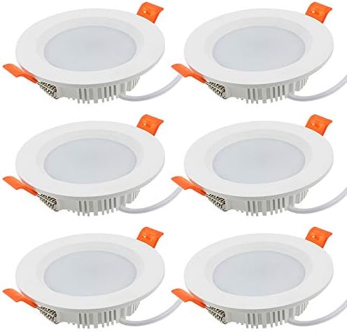 MZMing 6 Pieces LED Recessed Ceiling Lights 7W LED Downlights Ceiling Spotlights 600LM AC220V~240V 3000K Warm White Non-Dimmable Round Ceiling Lamps for Bathroom Bedroom Kitchen Hallway
