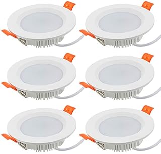 MZMing 6 Pieces LED Recessed Ceiling Lights 7W LED Downlights Ceiling Spotlights 600LM AC220V~240V 3000K Warm White Non-Dimmable Round Ceiling Lamps for Bathroom Bedroom Kitchen Hallway