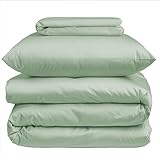 Nordic Paradise – Funda nórdica de lujo de satén de algodón, color verde Celadon