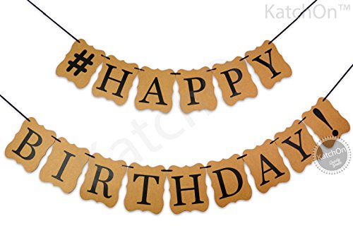 KatchOn Brown Kraft Happy Birthday Banner - No DIY | Classy Vintage Bday Banner for Adult Birthday Decorations | Birthday Party Supplies | Pre-Assembled | No DIY | 8 Inch