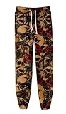 SIAOMA Women's Skull Printing Pants Casual Sweatpants Unisex Elastic Waist Jogger Trousers(Roses,X-Large)
