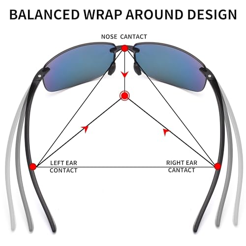 Image of JIM HALO Sport Sunglasses Men Womens TR90 Rimless for Driving Running Golf | Polarized /Non polarized,Lightweight,17g /0.6oz,Rectangle,Wrap Around,Cycling,Fishing,Outdoor Activities