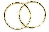 Arranview Jewellery 9ct Gold 18mm Diamond Cut Sleeper Hoops (1 Pair) - Image 1