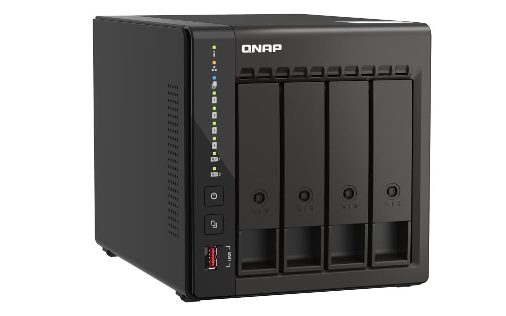 QNAP TS-453E 8G, NAS 4 baies (processeur Intel Celeron J6412 4 core/4 thread, turbo jusqu'à 2,6 GHz, double 2,5 GbE) 16 To avec 4 disques durs WD RED Plus de 4 To