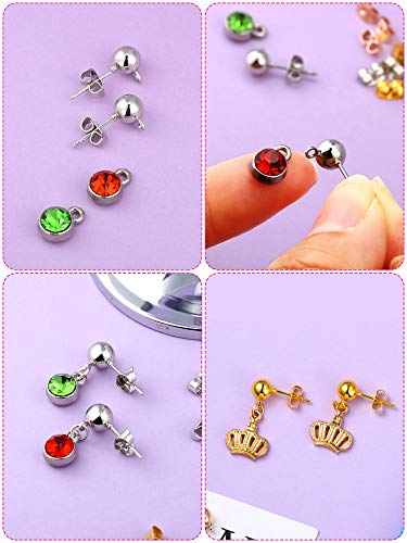 300 Pieces Ball Earring Studs Ball Post Earring Studs Ear Pins With 300 Pieces Butterfly Earring Backs And 300 Pieces Rubber Earring Safety Backs For Jewelry Making Supplies, 4 Mm, 5 Mm, 6 Mm #TOP4