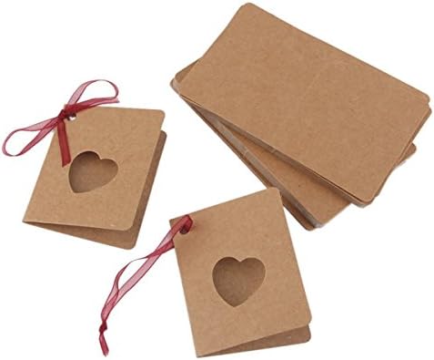 ULTNICE 50pcs Kraft Paper Lable Card Thank You Gift Tags with Red Rope for Wedding Birthday Party Decoration