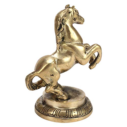 Estatua decorativa de caballo de metal dorado 4.7 pulg miniatura 2
