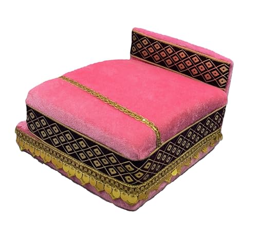 Image of RD Handicraft Thakur ji Bed, Laddu Gopal ji Bed, Bal Gopal ji Bed with Blanket |Pink (17x16x10 cm)