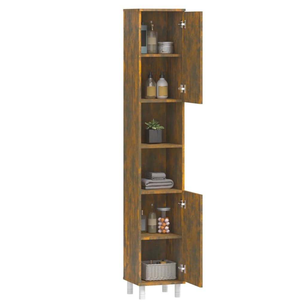 Generisch Badezimmerschrank，Badezimmer，moderner Badschrank zur vertikalen Aufbewahrung von Handtüchern，Kosmetik und Pflegeprodukten (Smokedoak)