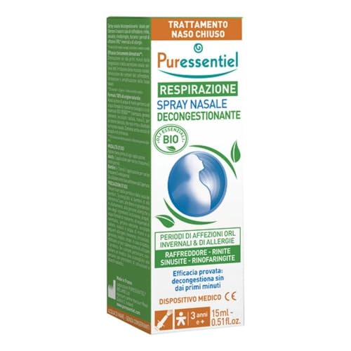 Puressentiel - Spray Nasal Décongestionnant aux Huiles Essentielles Propolis et Echinacée Bio - Pour nez bouché, irrité et qui coule - Rhume - Eau de mer...