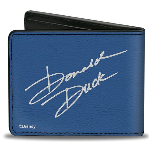 Disney Wallet, Bifold, Disney Donald Duck Face Close Up and Signature Blue, Vegan Leather2