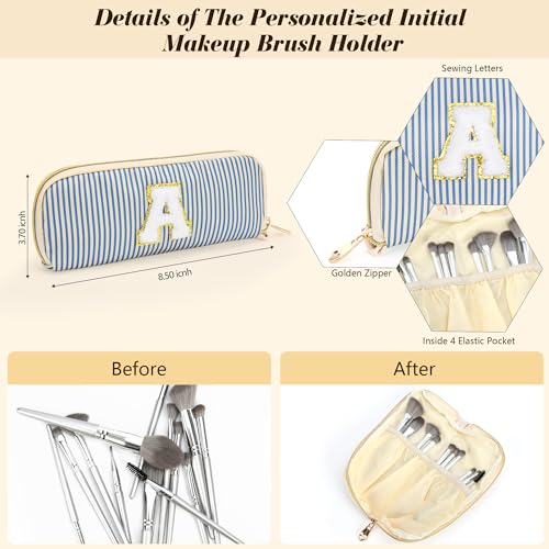 Travel Makeup Bag Gifts for Women Girl Teens, Personalized Initial Makeup Bag for Cute Teen Girls, Preppy Stuff Toiletry Bag Cosmetic Bag, Teen Girls Gift Trendy Stuff, Letter A3