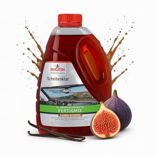 NIGRIN 20427 Performance Scheibenklar I Scheibenreiniger I Leather & Cookie I Gebrauchsfertig, 3 Liter