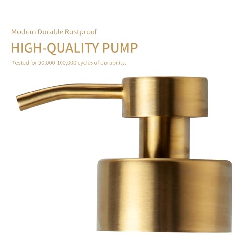 Image of Enra Thick Glass Soap Dispenser, Gold Liquid Hand Bathroom Soap Dispenser