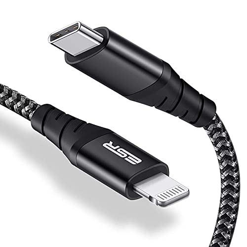 Big Sale ESR USB-C to Lightning Cable, (6.6ft, MFi-Certified), PD Fast Charging Cable for iPhone 13/13 mini/13 Pro/13 Pro Max/12/12 mini/12 Pro/12 Pro Max/11/XR/XS Max/XS/X/8, Braided Nylon, Black