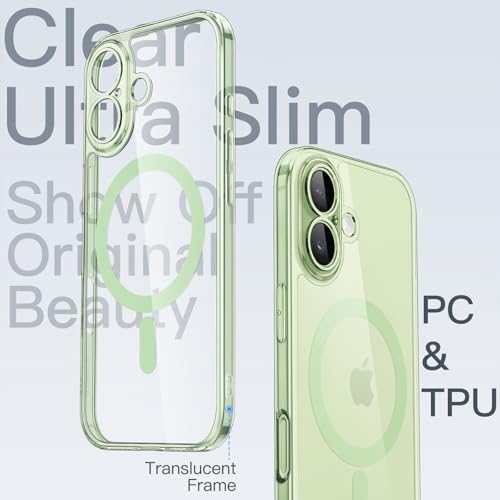 Image of JETech Magnetic Slim Case for iPhone 17 6.3-Inch Compatible with MagSafe, Camera Lens Full Protection, Ultra-Thin Lightweight Clear Minimalist Protective Phone Cover (Sage)