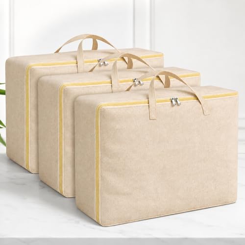 Image of SITTELLA Foldable Storage Bags, 96L, Beige, 3 Pack | With Zip