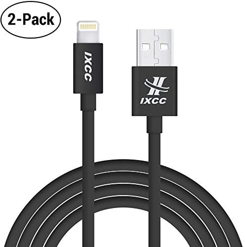 [2Pack] Lightning Cable 6ft, iXCC iPhone Charger, for iPhone 7 6s 6 Plus, SE 5s 5c 5, iPad Air 2 Pro, iPad Mini 2 3 4, iPad 4th Gen [Apple MFi Certified](Black)