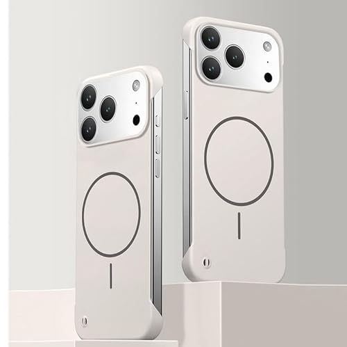 iPhone 15 Pro用ジェネリックケース(カラー:ライトグレー) プレミアム磁気フレームレススリムハードバックケース