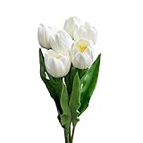 Cutefornia Elegant 20' Real Touch Artificial Tulip Stems - Set of 6 (White)