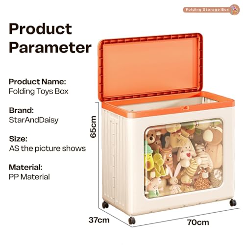 Image of StarAndDaisy Extra Large Foldable Plastic Storage Box with Wheels, Flip-Top Cloth Organizer for Quilts, Toys & Seasonal Clothes (PP+ABS, Standing Type) - 32cm x 50cm