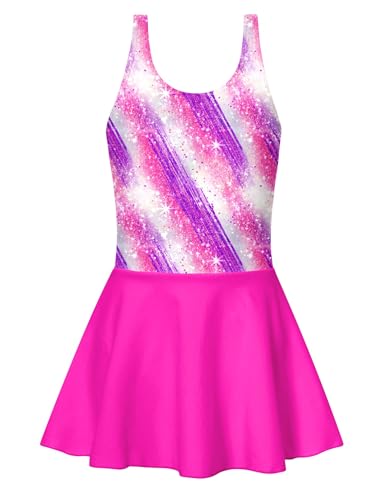 Image of Yousie Girls Swimsuit One Piece Tropical Kids Bathing Suit Swimwear Adjustable Swim Dress 5-9 Years