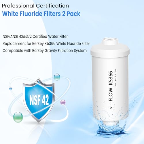 Image of Fluoride and Arsenic Filter NSF /ANSI 42 Certified,Replacement for PF-2 Fluoride Filters,K5366 Replacement for Berkey Fluoride Filters Compatible with Berkey Gravity Filtration System-Pack of 2