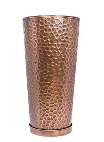 H Potter Large Outdoor Planter Tall Planter With Tray Indoor Copper Flower Pot Decorative Weather Resistant Garden Urn Deck Patio Plants Herbs Flowers Entryway Hallway Porch #TOP11