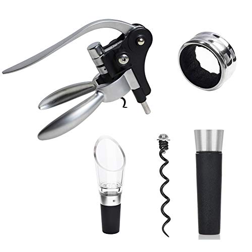 Wine Opener Set, Rabbit Corkscrew Red Wine Bottle Opener, Wine Decanter Pourer, Wine Bottle Alloy Stopper, Foil Cutter, Drip Ring with Wood Case, Wedding Wine Gift Set - Thumbnail 5