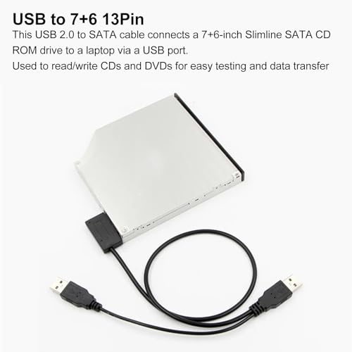 ciciglow cable adaptador USB 2.0 a SATA 13Pin Slimline miniatura 2